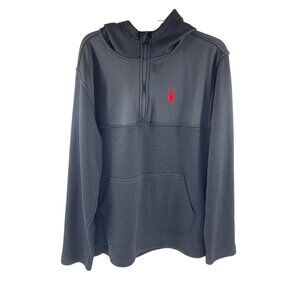 Spyder Mens XL Black Quarter-Zip Hoodie With Kangaroo Pocket 72b
